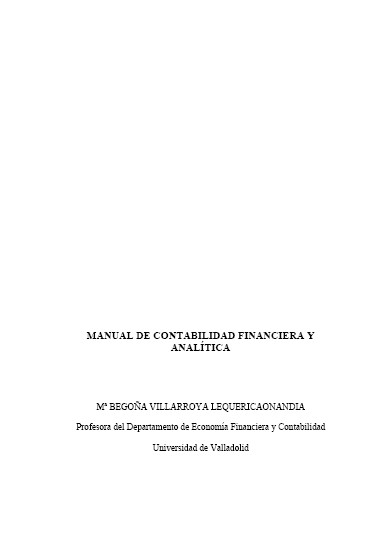 Portada de Manual de contabilidad financiera y analítica